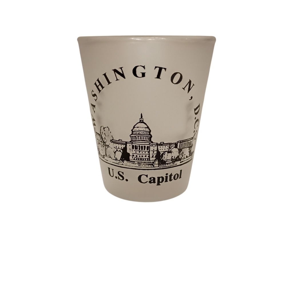 Washington D.C. Shot Glass U.S. Capitol Souvenir Frosted Vtg‎ Made in Taiwan